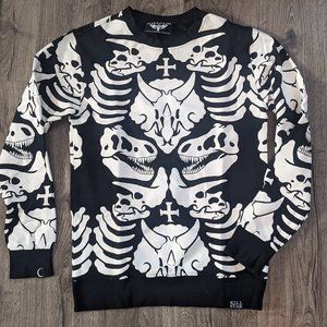 Men's Killstar Dinosaur Skeleton Long Line Sweatshirt